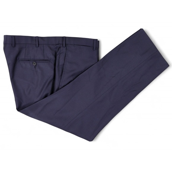 Isaia Slim-Fit Sanita Wool Dress Pants Solid Navy Blue Mens 54 38x28 Italy - Picture 1 of 15